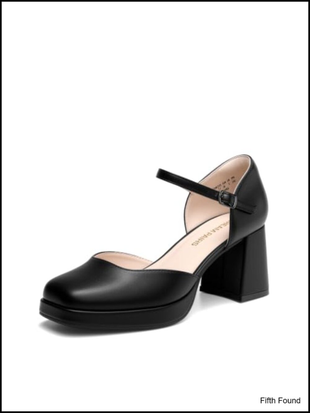 Women's Chunky Platform Closed Toe Heels Square Toe Ankle Strap Faux Leather
